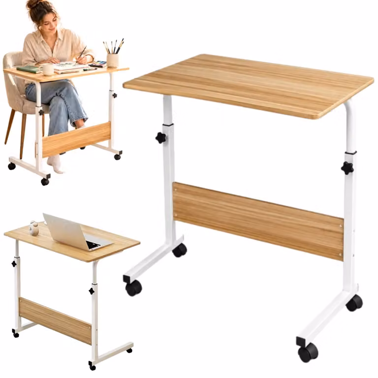 Tavolino Per Laptop Scrivania Regolabile 71–90 Cm Con Ruote E Telaio In Acciaio Per Una Postazione Stabile E Flessibile