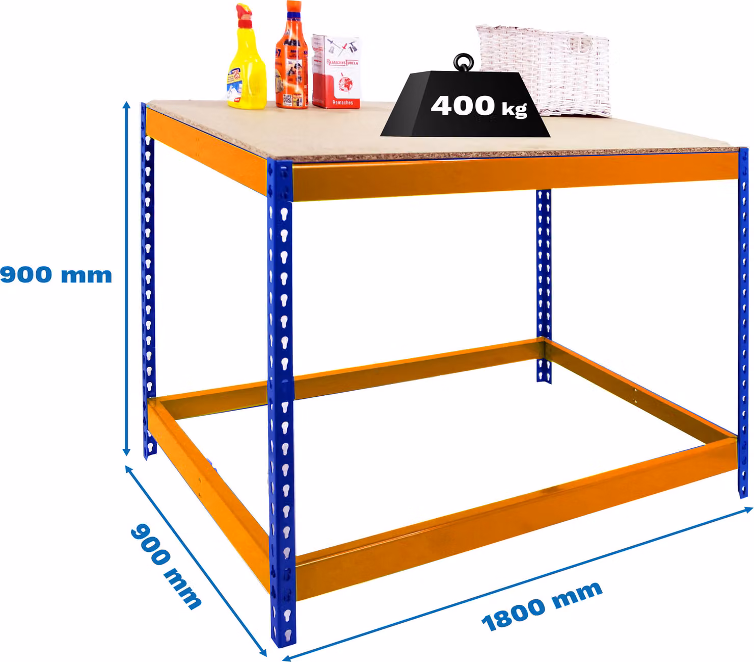 Simonrack Banco da lavoro SIMONWORK BASIC 1 arancio, blau 180,0 x 90,0 x 90,0 cm