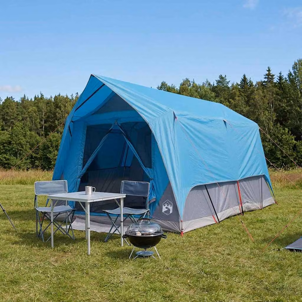Tenda a tunnel vidaXL per 8 persone in poliestere e acciaio, colore blu