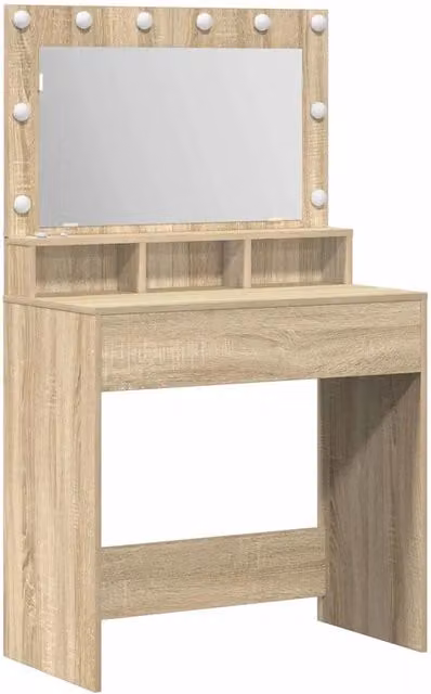 Toeletta | Tavolo da Trucco con specchio Rovere Sonoma 75,5 x 41 x 135 cm