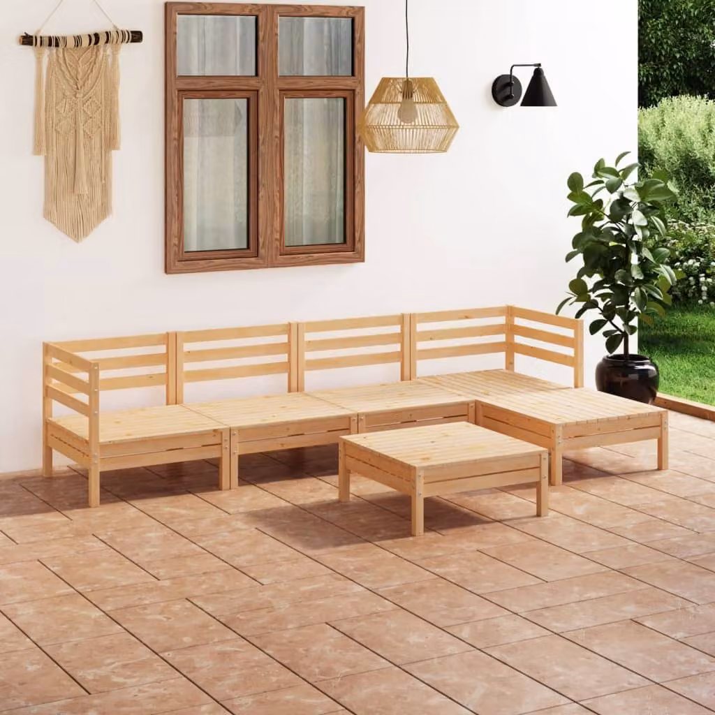 The Living Store Set da salotto da giardino in pino massiccio da 6 pezzi