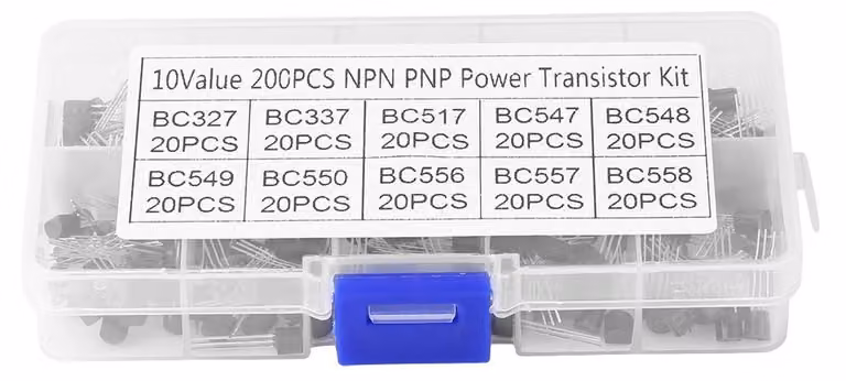Assortimento di transistor: 200 pezzi, 10 valori, involucro TO-92, tipo NPN/PNP