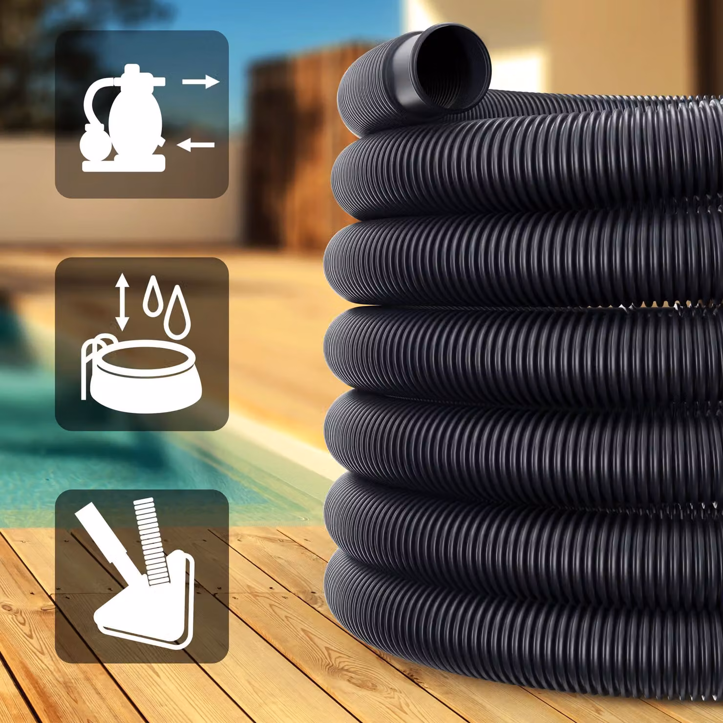 Tubo per manutenzione piscina Monzana in plastica nero Ø38 mm x 14 m – 2
