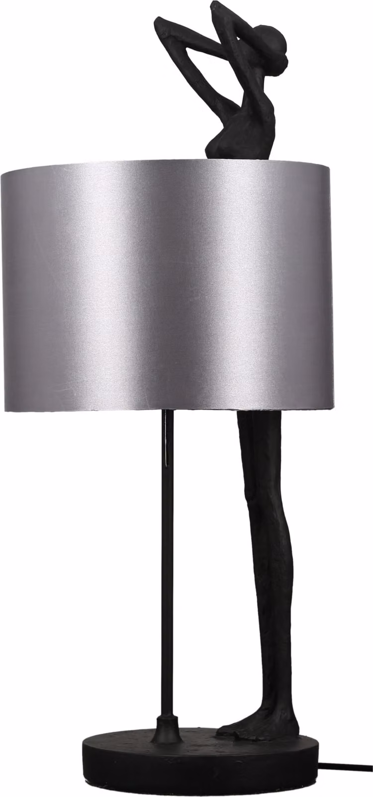 Gilde Tischleuchte, "Lady", Fraumotiv, Poly, Textil, schwarz, silberfarben, VE 1, H. 61 cm, D. 25,5 cm 89293