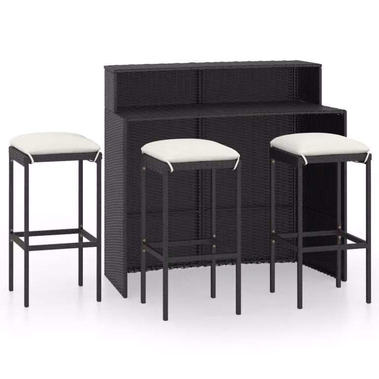 Set Bar da Giardino 4 pz con Cuscini Nero