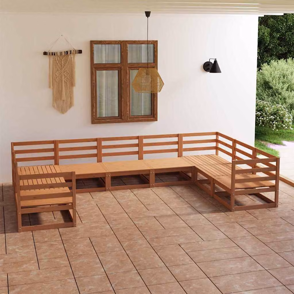 vidaXL Set Divani da Giardino 9 pz in Legno Massello di Pino