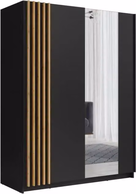 Armadio 2 porte scorrevoli 150 cm - nero e rovere - Collezione VARIA