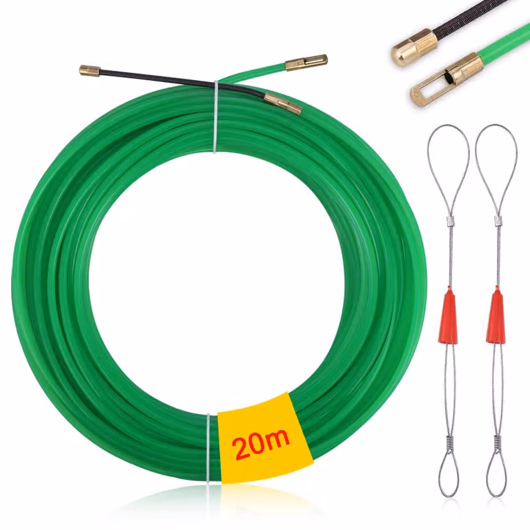 Cavo di traino da 20 metri con due fili metallici di presa per l'installazione di cavi