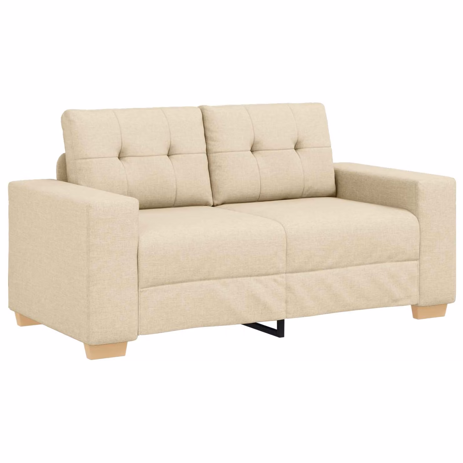 Divano a due posti vidaXL in tessuto beige per soggiorno con struttura mista e imbottitura in schiuma, L: 160 cm, P: 82 cm, H: 77 cm