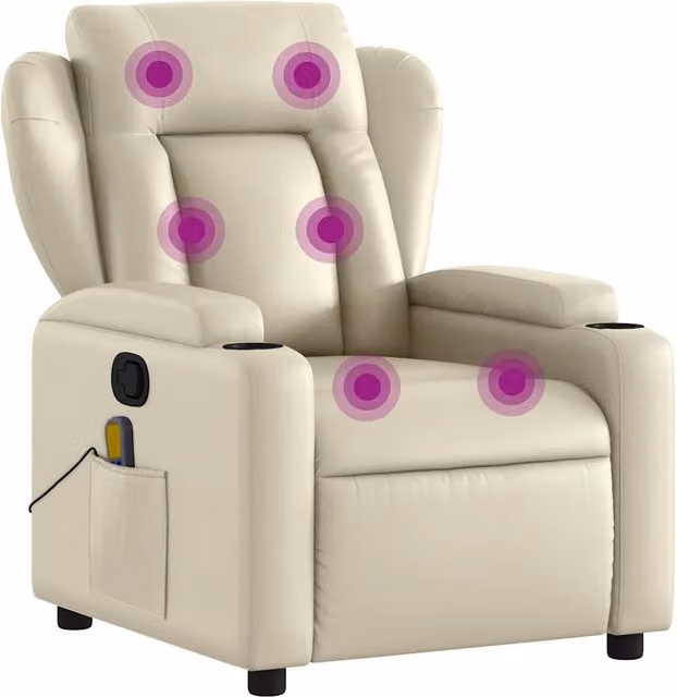 Poltrona da Massaggiante | Sedia Relax Reclinabile Crema Similpelle