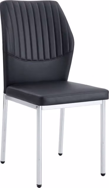 Sedie da sala da pranzo set da 4 43 x 42,6 x 93 cm PU nero e metallo argentato