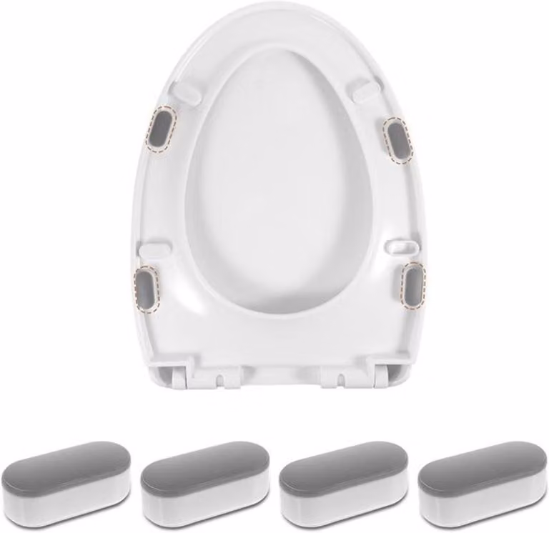 Set di 4 protezioni per sedile del water, con forte adesione, adatte a diverse misure, che riducono i rumori, ideali per l'uso con il bidet e per un maggiore comfort