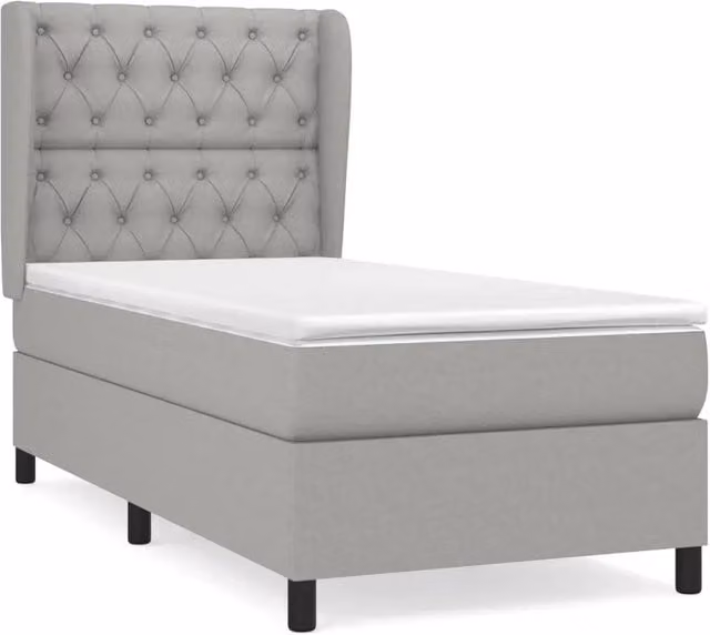 Letto singolo | Letto per adulti | Giroletto a Molle con Materasso Grigio Chiaro 80x200 cm Tessuto