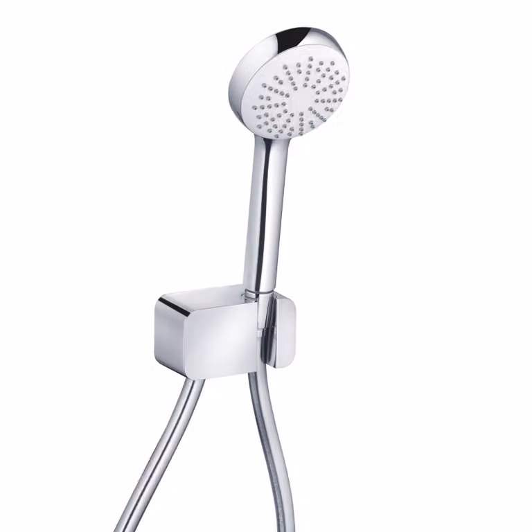 KLUDI LOGO Set de douche pour baignoire 1S, avec un type de jet, coude de raccordement mural avec support de douche, chrome, 6867005-00, 6867005-00