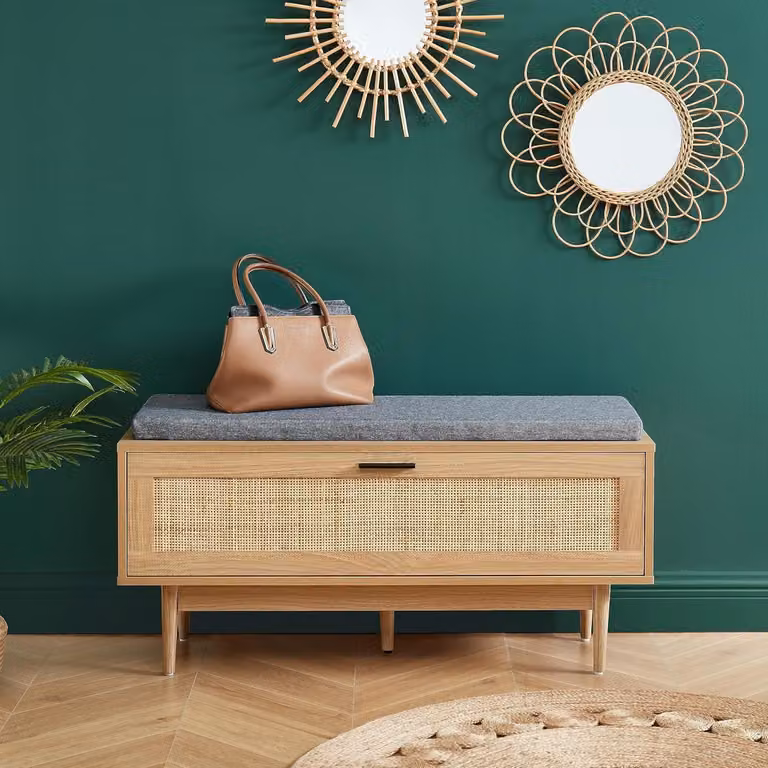 BAÏTA - Panca porta scarpe Amana in rattan, 100 cm