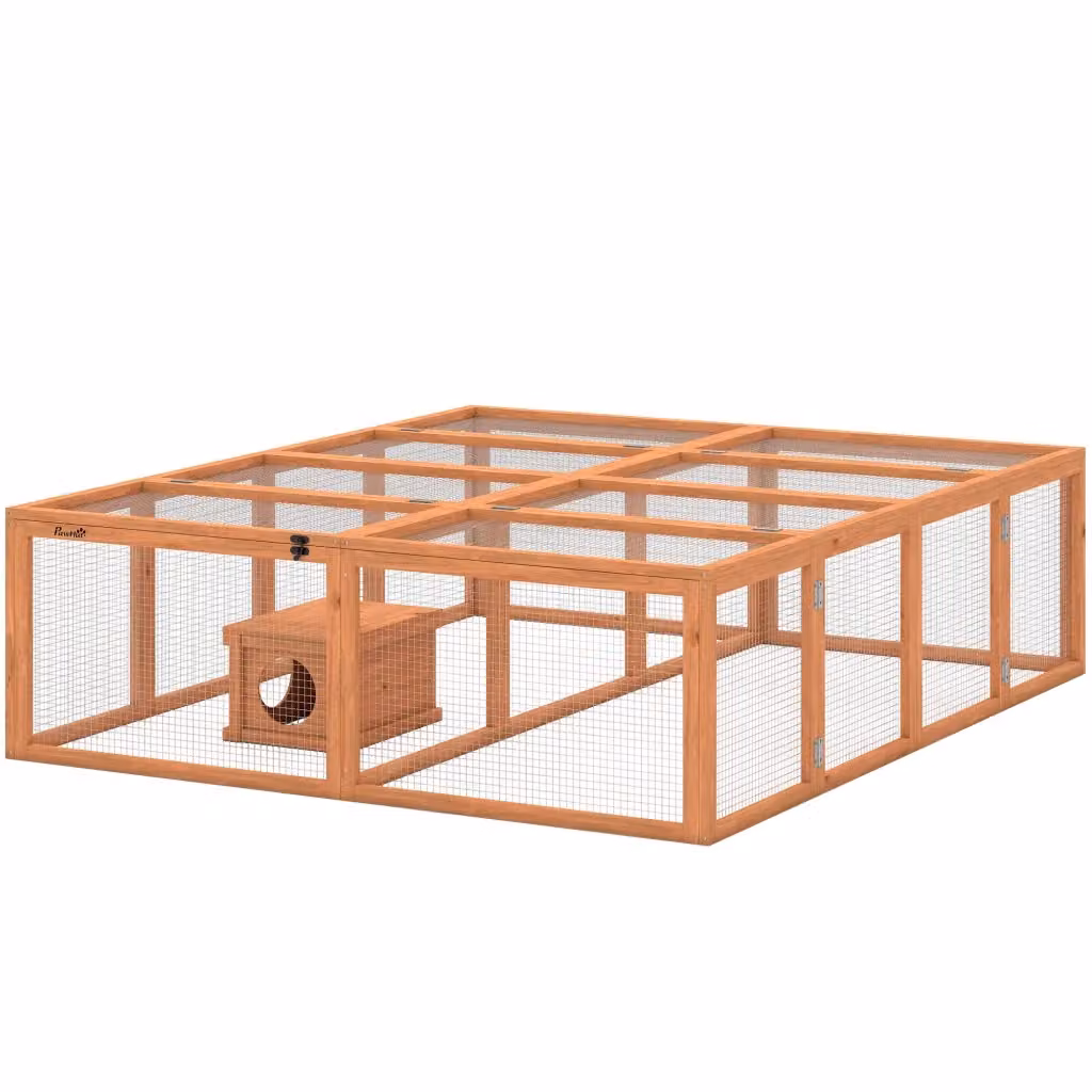Gabbia per conigli Minimal in legno e metallo con 2 porte, arancione, L: 150 cm, P: 150 cm, H: 48 cm – 2