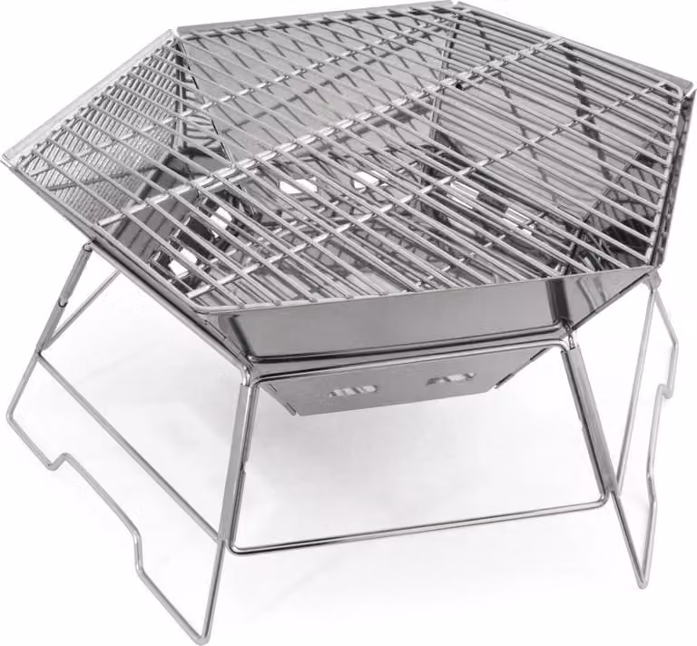 Forno da campeggio a legna - Barbecue a carbonella - Pieghevole - Portatile - Acciaio inossidabile - Per legna e carbone - Senza accenditore