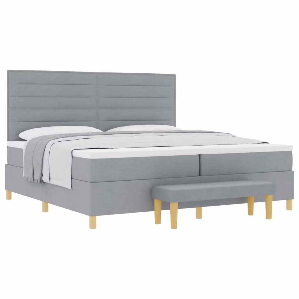 Letto a molle con materasso vidaXL in tessuto grigio L: 200 cm, P: 200 cm, H: 128 cm – 2