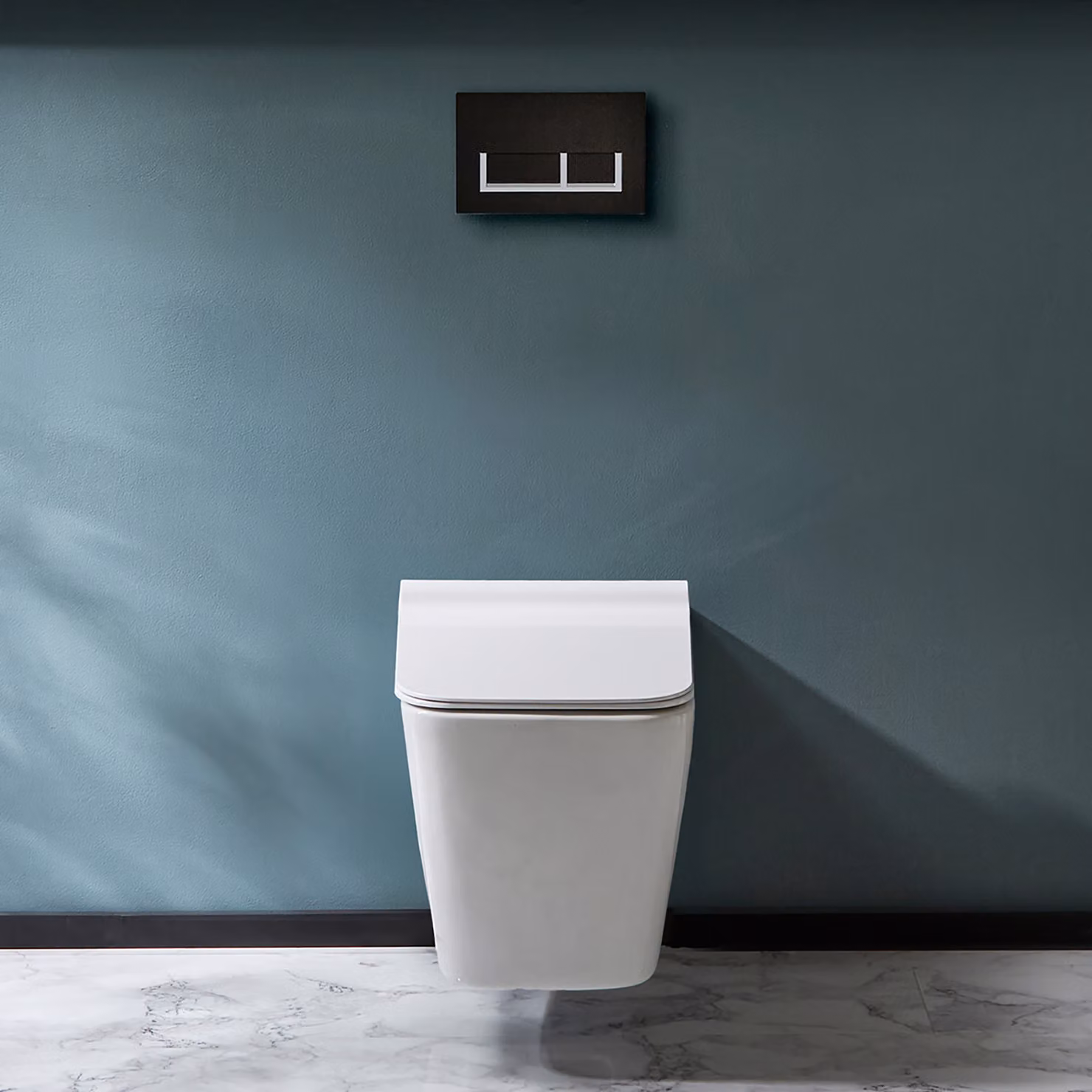 Sanitario WC Sospeso con Telaio Alto - Placca di Comando Rettangolare Bianca/Cromata - Sandford