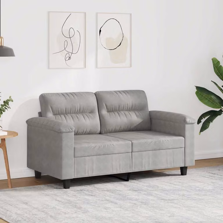 vidaXL Divano Moderno a 2 Posti in Microfibra Grigio con Struttura in Metallo per Soggiorno
