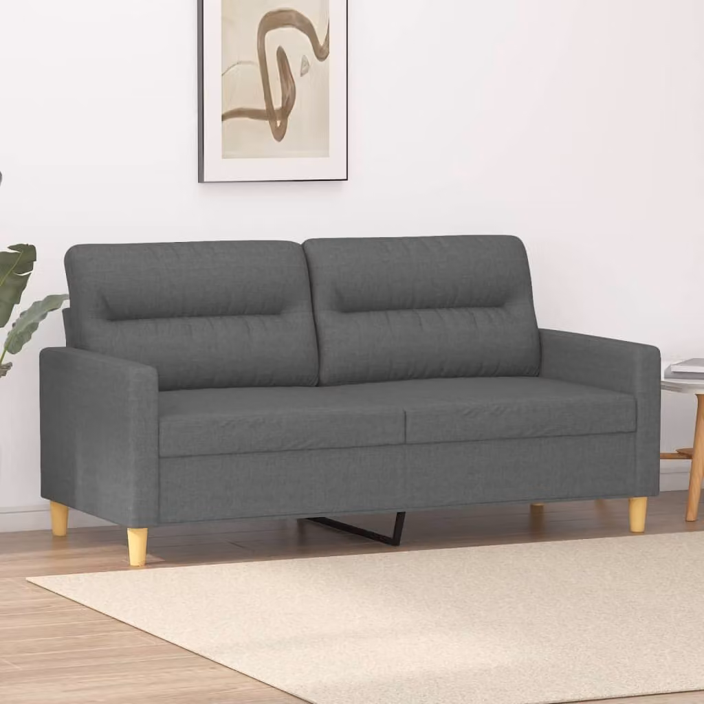 Divano esclusivo a 2 posti, colore grigio scuro, 140 cm, rivestito in tessuto