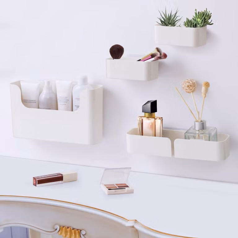 Omgoods - Scaffale sospeso da parete con fissaggio adesivo, ideale per bagno e cucina