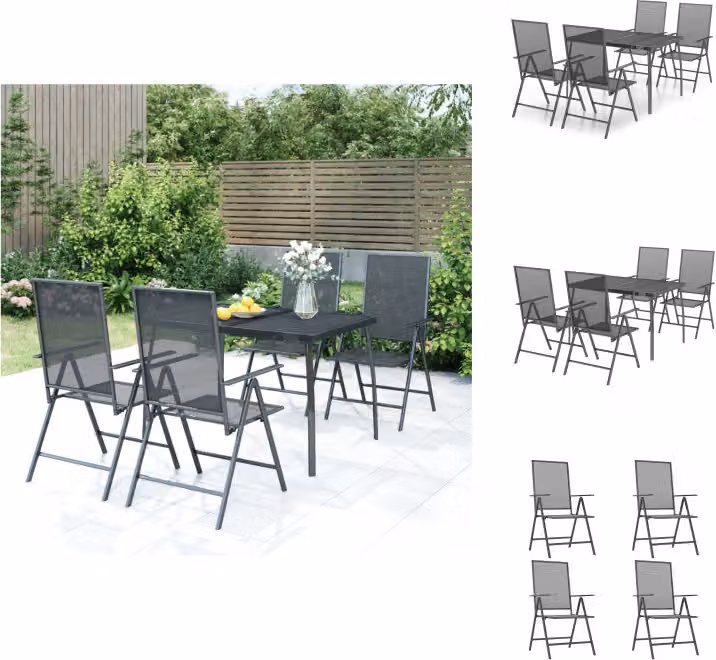 vidaXL Set da pranzo da giardino 5 pezzi in acciaio antracite - Set di mobili da giardino