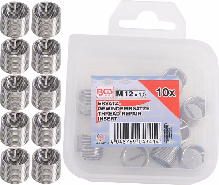 BGS inserti filettati di ricambio M12 x 1,0 mm 10 pezzi - 9437-1