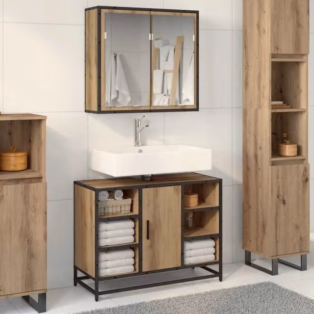 Set di mobili per il bagno 2 pz Rovere artigianale 3402460