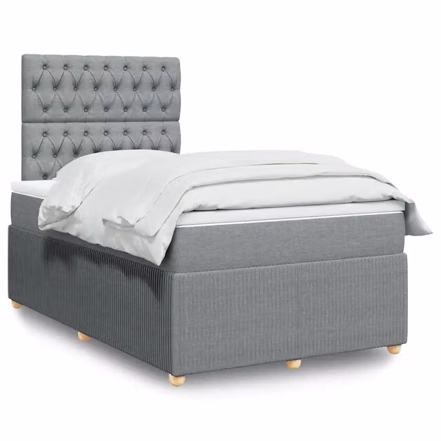 Letto con Giroletto a Molle e Materasso Ibrido vidaXL, Grigio e Bianco, L/P/H: 120 x 190 x 150,5 cm