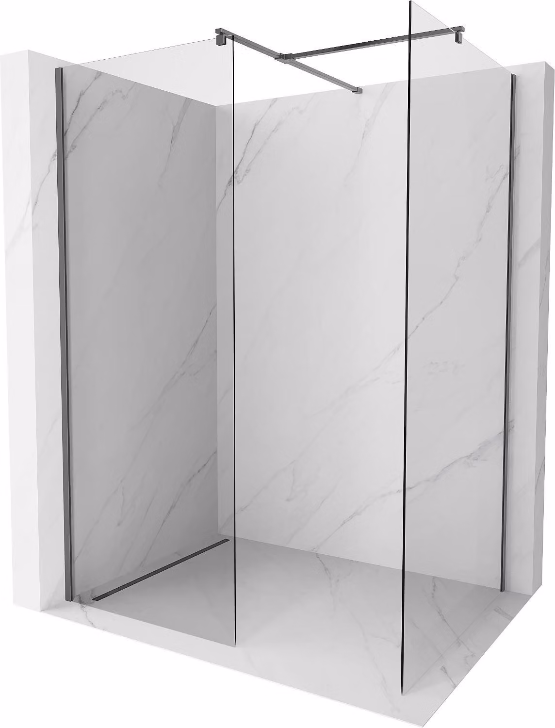 Mexen Kioto parete doccia Walk-in 150 x 90 cm, trasparente, gun metal - 800-150-202-95-00-090