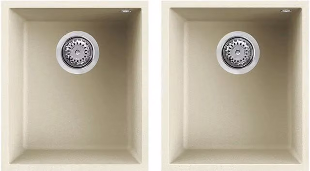 Lavello Elleci Incasso 2 vasche 38x44 Quadra 200 Sottotop Granitek Bianco Antico LGQ20062BSO