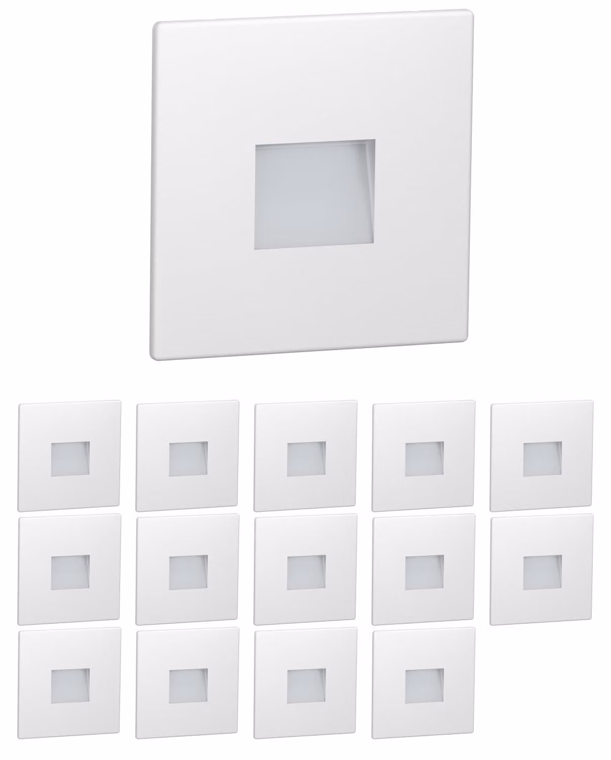 ledscom.de - 15 luci a LED per scale/applique da incasso per interni ed esterni, faretti a soffitto, quadrati, 85 x 85 mm, luce calda