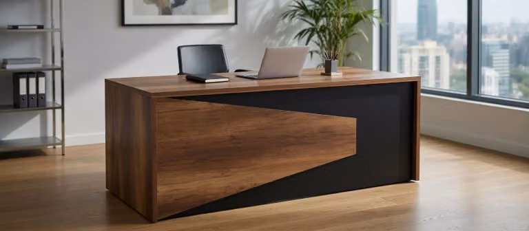 Scrivania moderna in legno dal design ricco di contrasti