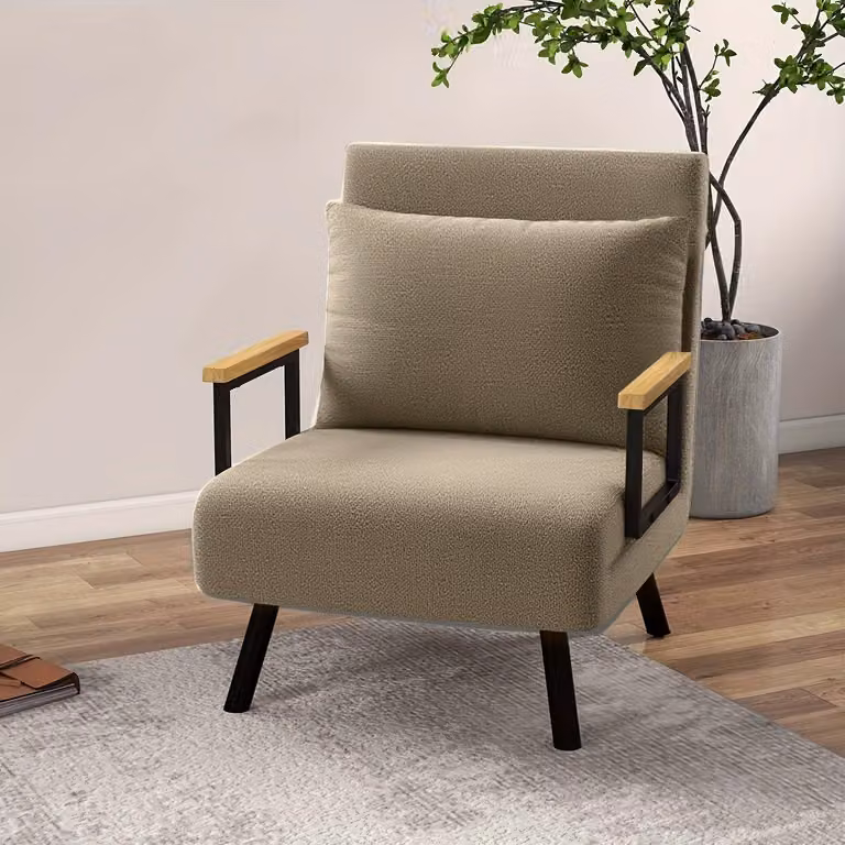 Divano letto - Divano trasformabile - Divano per ospiti - Divano pieghevole - Divano per monolocali - Grandi dimensioni - Braccioli in legno