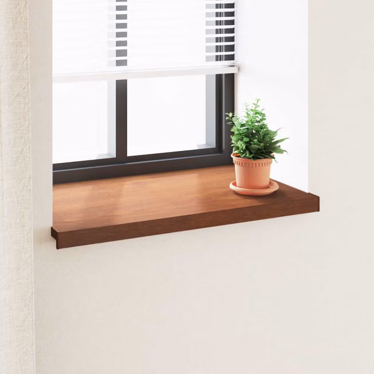 Soglia della finestra vidaXL in legno marrone e PVC, L 60 cm x P 50 cm x H 4,5 cm