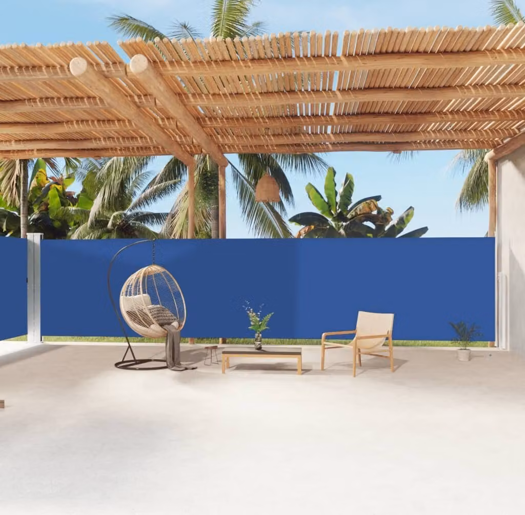 The Living Store Tenda laterale estensibile blu 180x1200 cm