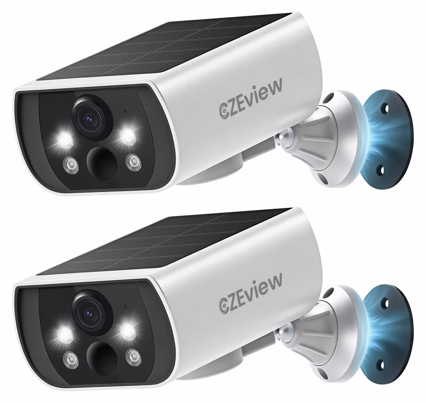 Telecamera di sicurezza wireless per esterni, 5MP, alimentazione a batteria e pannello solare, Wi-Fi, grado di protezione IP65, rilevamento persone, audio bidirezionale