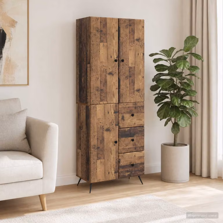Set di 2 armadi moderni vidaXL in legno e MDF marrone con ante a battente e cassetti L/P/H: 90 x 34,5 x 66 cm