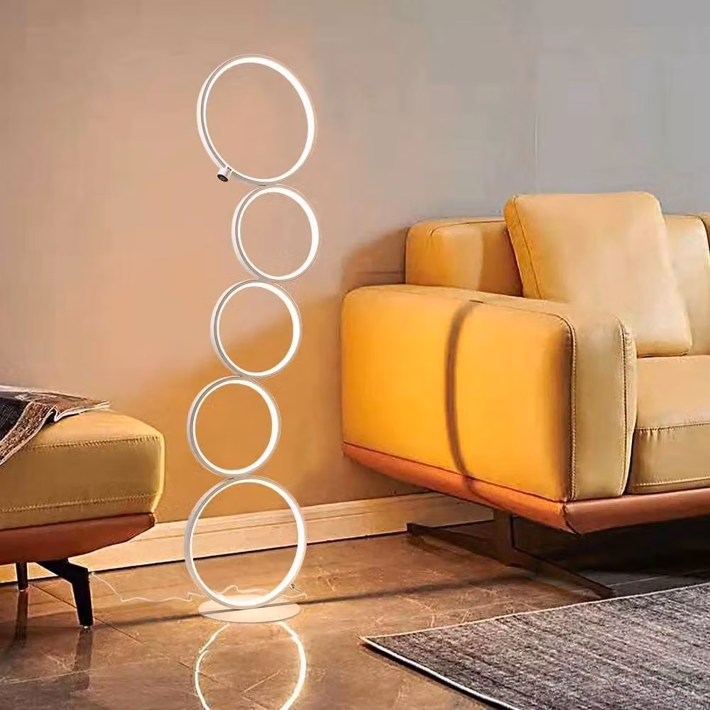 ZMH Lampada da terra LED moderna in metallo bianco, dimmerabile con interruttore touch per soggiorno, H: 110 cm – 2