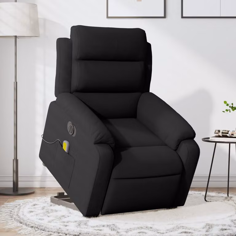 Poltrona Alzapersona Elettrica con Massaggio vidaXL in Velluto Nero