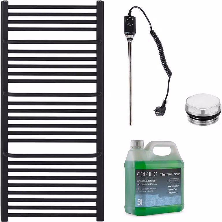 Set di radiatori elettrici da bagno Antonio - 600W - nero opaco - 1180x550 mm