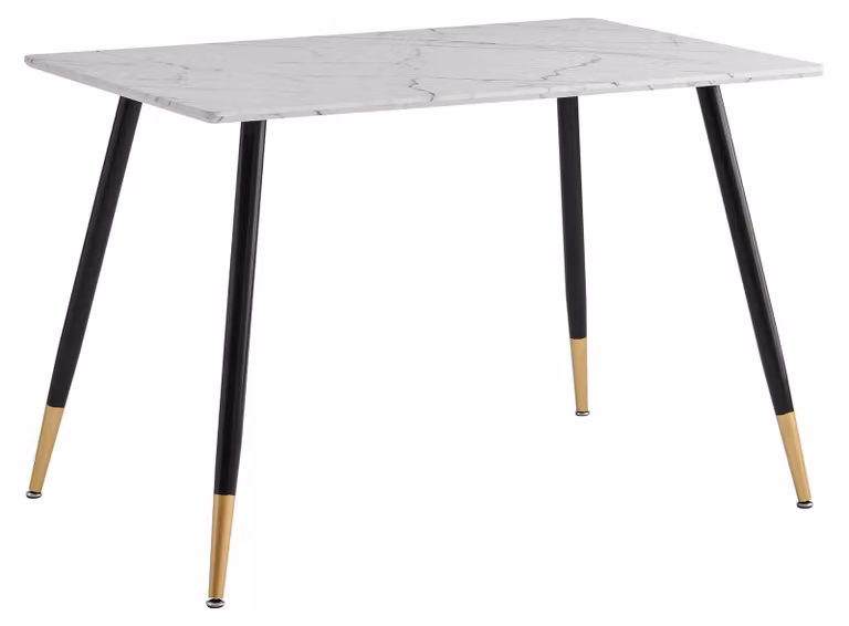 Tavolo da pranzo con finitura effetto marmo e gambe in metallo