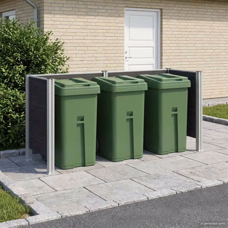 Recinzione contenitore per rifiuti vidaXL in WPC e alluminio, Grigio, L 237 x P 85 x H 115 cm