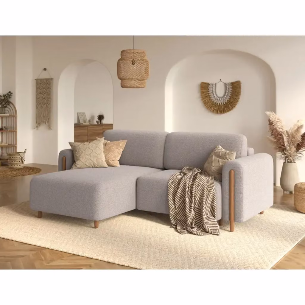 Divano ad angolo convertibile MEUBLORAMA ARVESSA beige in tessuto con contenitore e funzione letto, L/P/H: 244 x 154 x 95 cm – 2
