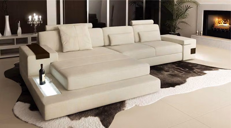 Design Couch Polster Textil Leder Eck Stoff Ecksofa L-Form Sofa Couch