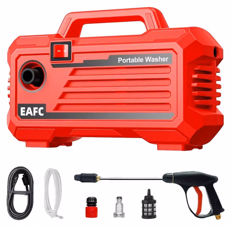 Idropulitrice elettrica, pressione regolabile, design ergonomico, colore rosso