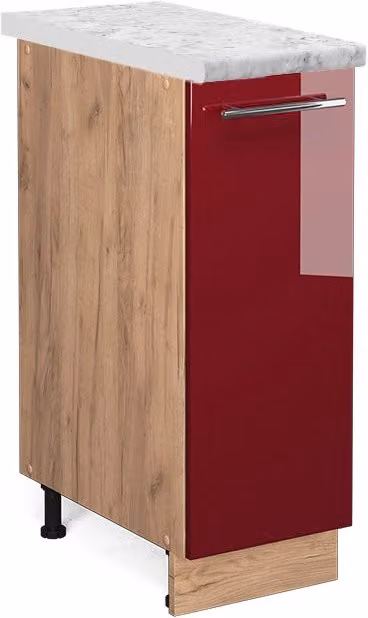 Armadio cucina dispensa alto Fame-Line Bordeaux lucido/Rovere dorato 30 cm, PL Marmo Vicco