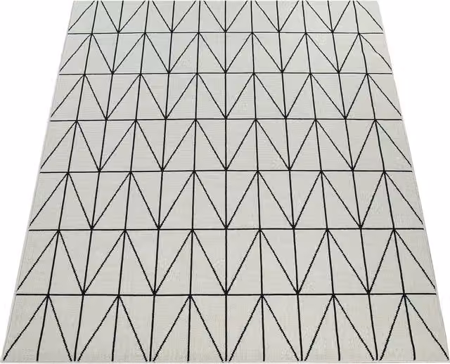 Tappeto Bruna bianco per interni ed esterni con design geometrico scandinavo L: 150 cm, P: 80 cm