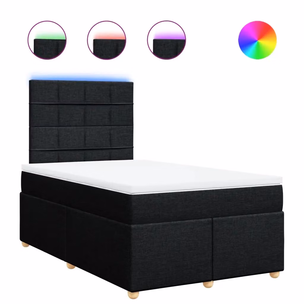 Letto Ibrido vidaXL con Materasso a Molle e Illuminazione Sotto il Letto, Bianco e Nero, L/P: 120 x 200 cm – 2